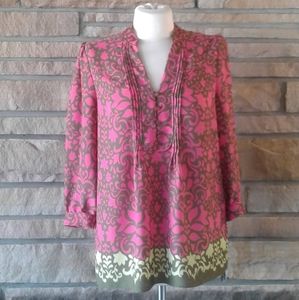 Banana Republic Pink & Green Print Blouse
